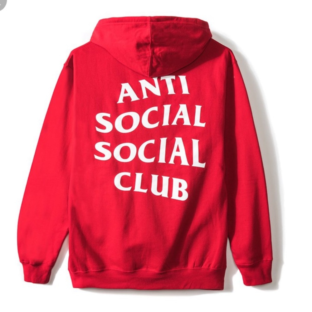 Anti Social Social Club Red Hoodie with White Back Logo